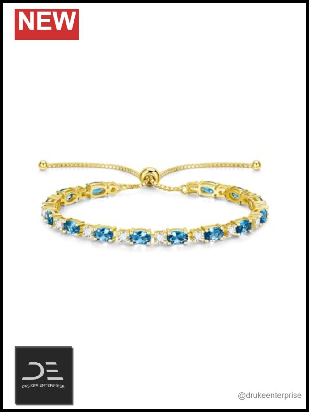 14K Gold Plated Sterling Silver Adjustable Bolo Tennis Bracelet for Women